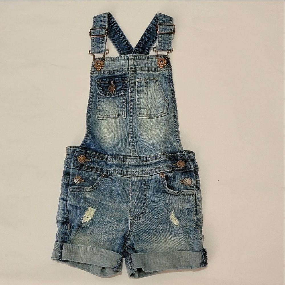 Lucky Brand Girls Shortalls Short Overalls Distressed Size 3T